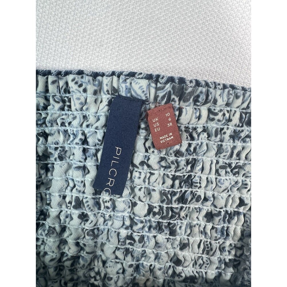 Anthropologie Pilcro Denim Tank Top Womens Size 6 Blue Cropped Smocked Festival - Picture 4 of 15